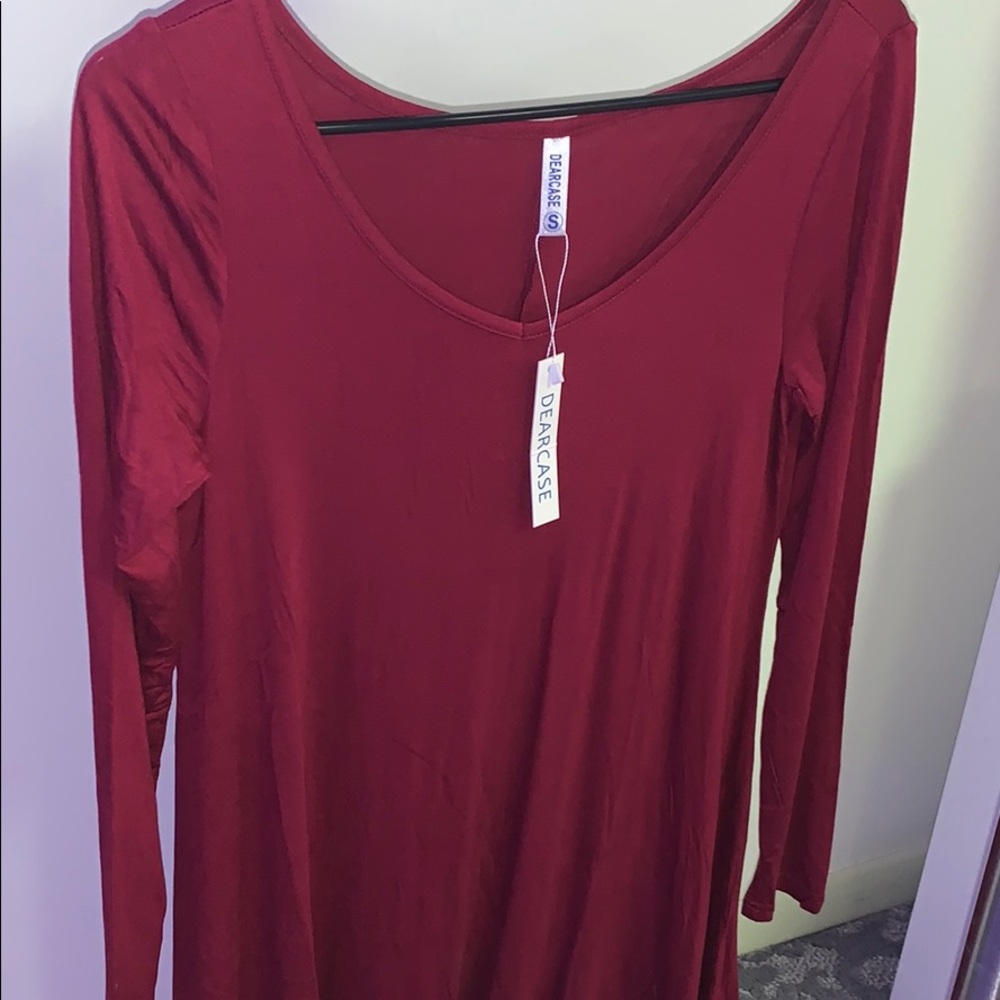 red long sleeve dress